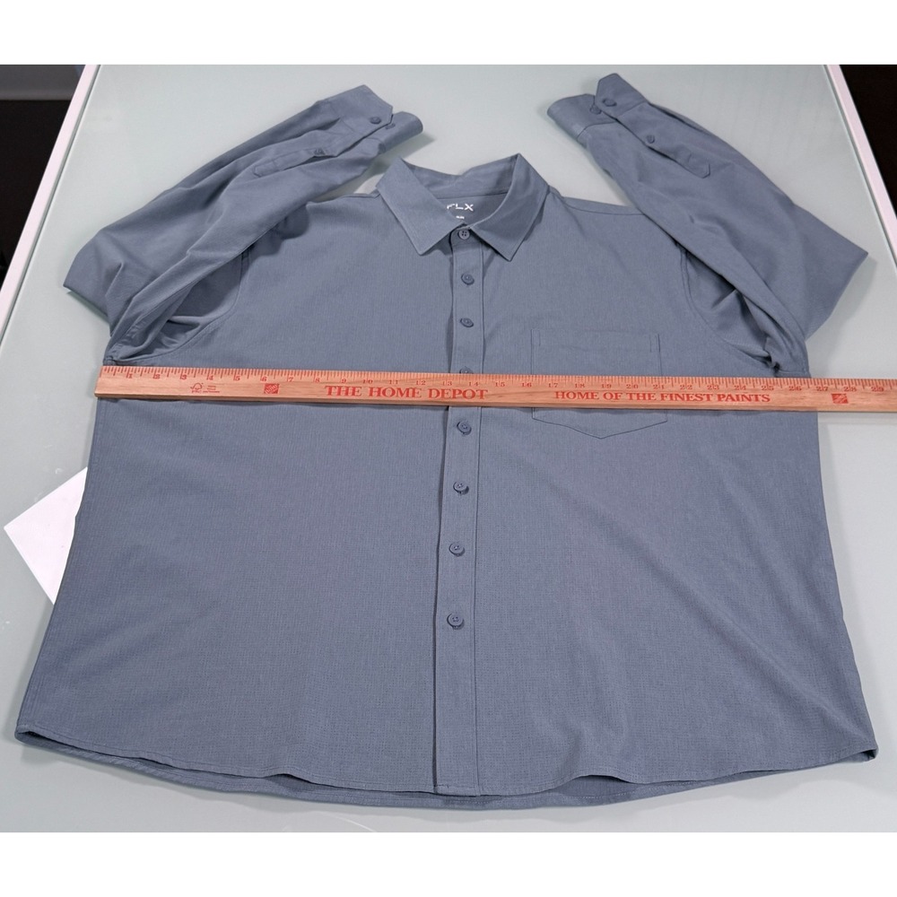FLX Urban Commuter Performance Long Sleeve Tech Shirt Mens Slate Blue - XXL Slim - Picture 6 of 11